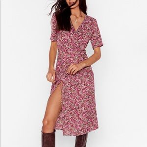Nasty Gal Floral Side Slit Midi Dress